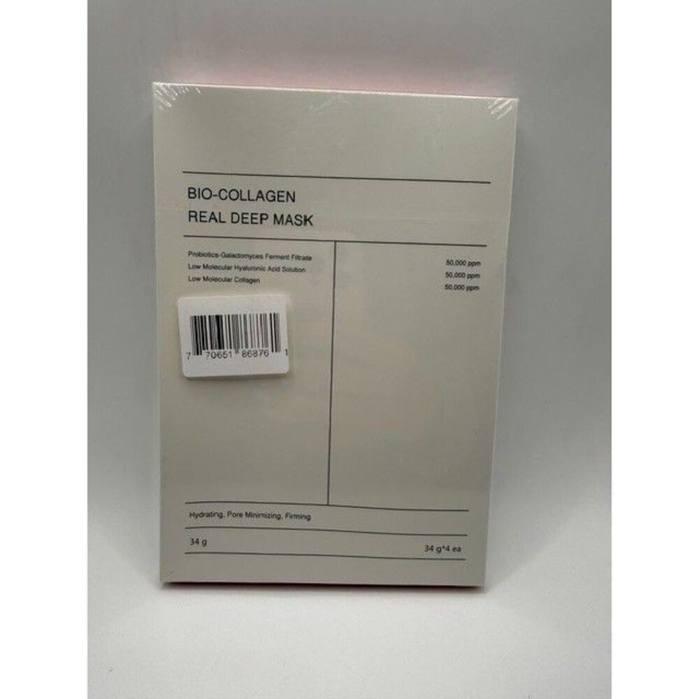 Bio-Collagen Real Deep Mask Hydrating Firming Face Mask 4 Pack New Sealed